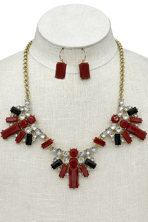 Semi Acrylic Stone Bib Necklace Set