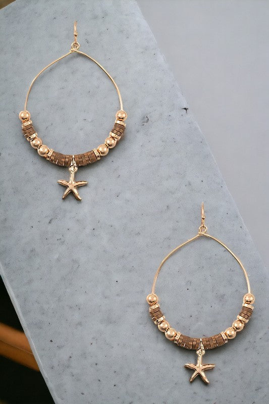 Starfish Bead Accent Drop Earring