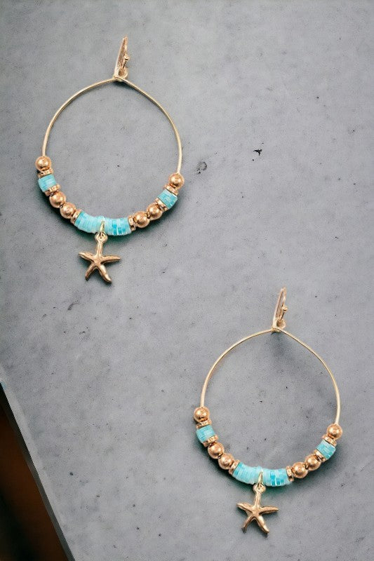 Starfish Bead Accent Drop Earring