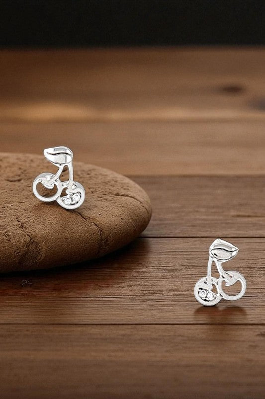 CZ STONE CHERRY POST EARRING