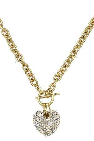 Rhinestone Heart Pendant Necklace