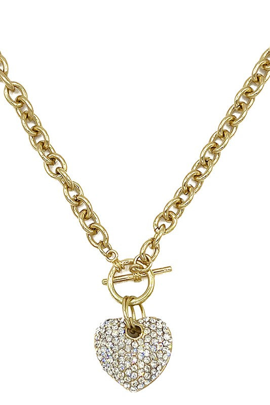 Rhinestone Heart Pendant Necklace