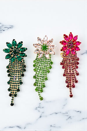 FACETED CRYSTAL FLORAL GEM DROP EARRING