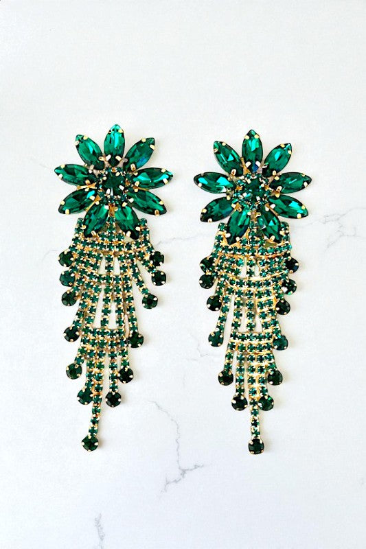 FACETED CRYSTAL FLORAL GEM DROP EARRING