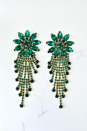 FACETED CRYSTAL FLORAL GEM DROP EARRING