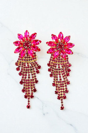 FACETED CRYSTAL FLORAL GEM DROP EARRING