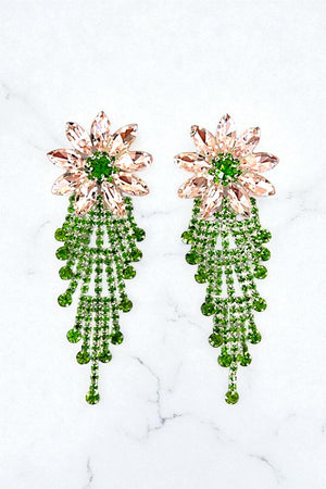 FACETED CRYSTAL FLORAL GEM DROP EARRING