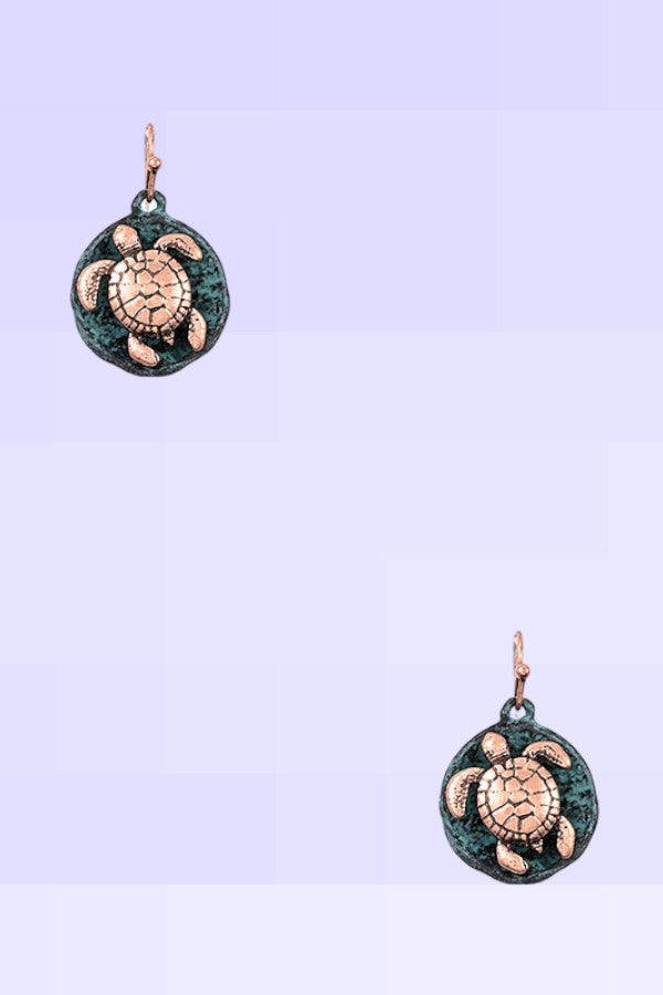 ETCHED TURTLE DANGLE EARRING