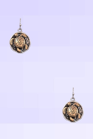 ETCHED TURTLE DANGLE EARRING