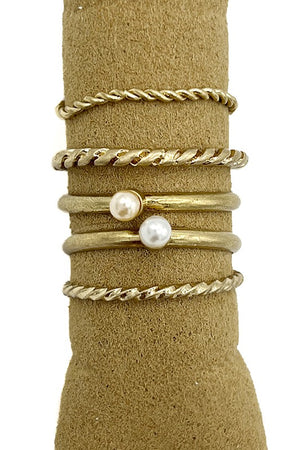 Pearl Accent Detail Multi Ring Set