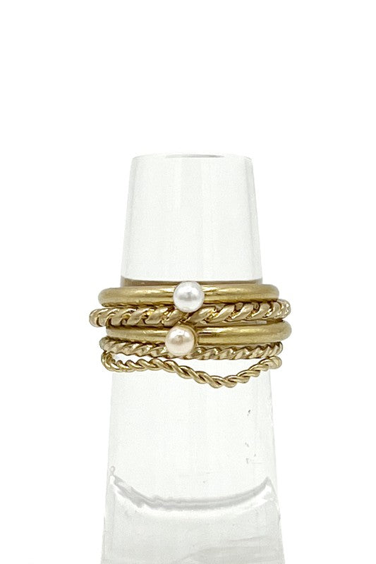 Pearl Accent Detail Multi Ring Set