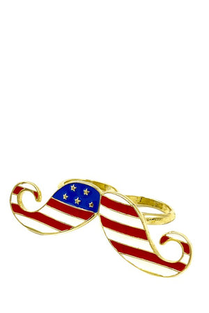 Flag Print Mustache Double Ring