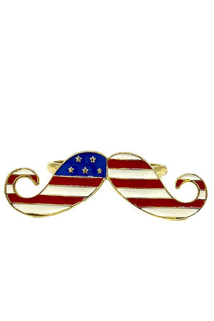 Flag Print Mustache Double Ring