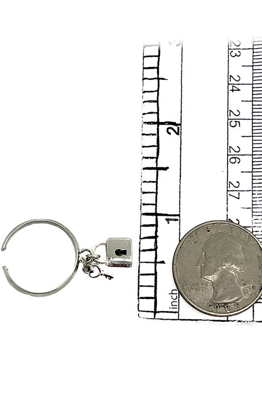 Lock and Key Charm Ring