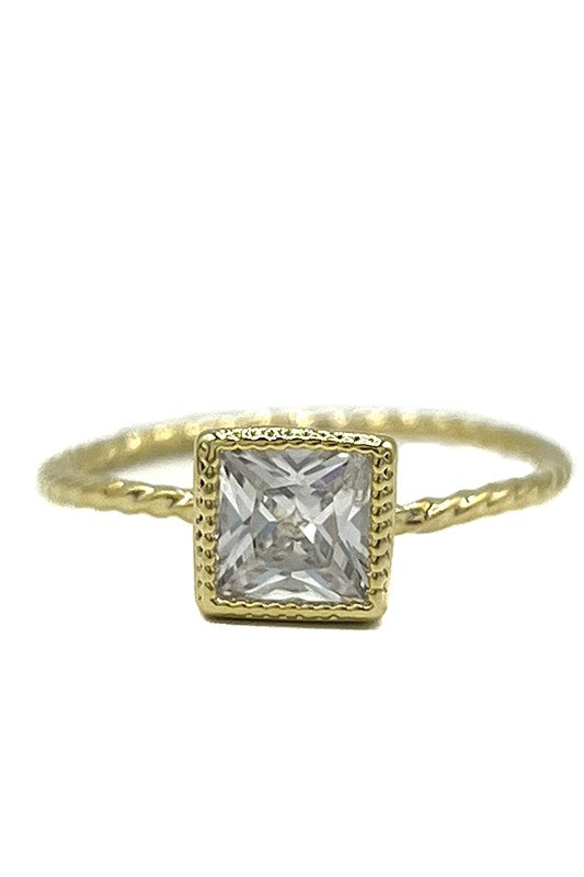 Square Cubic Zirconia Cut Ring