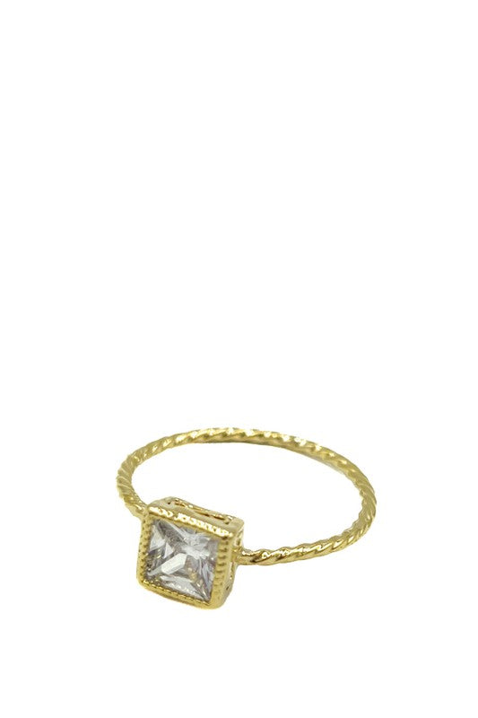 Square Cubic Zirconia Cut Ring