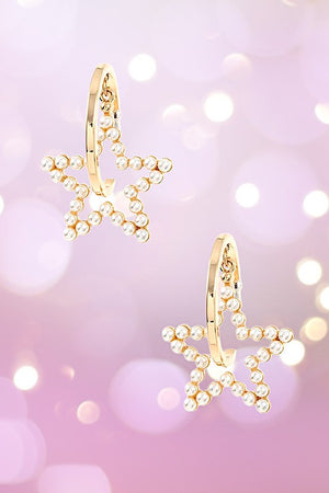 PEARL STAR DANGLE SEMI HOOP EARRING