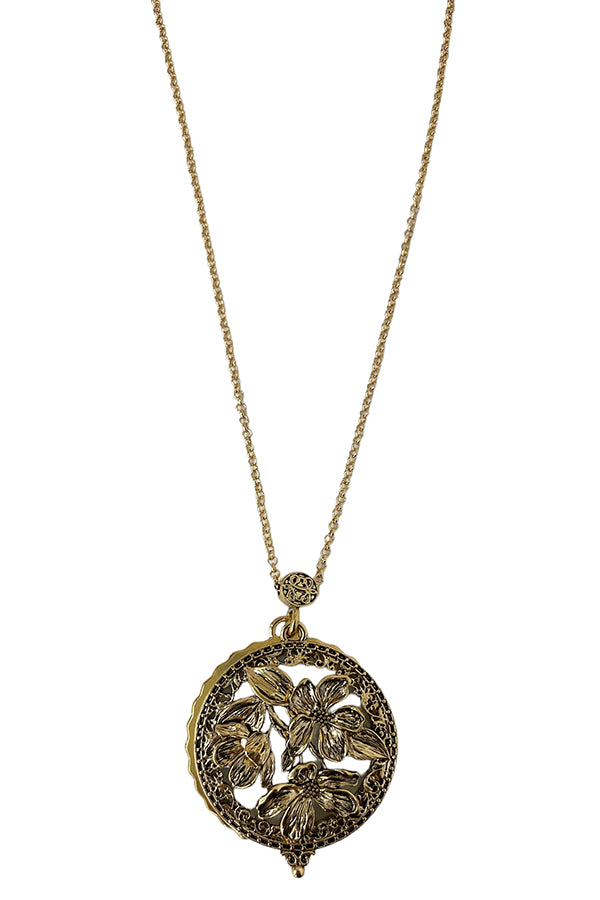 Floral Cut Out Pendant Necklace