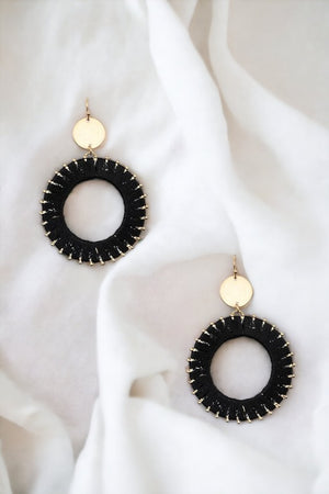 Woven Circle Disk Link Dangle Earring