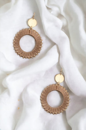 Woven Circle Disk Link Dangle Earring