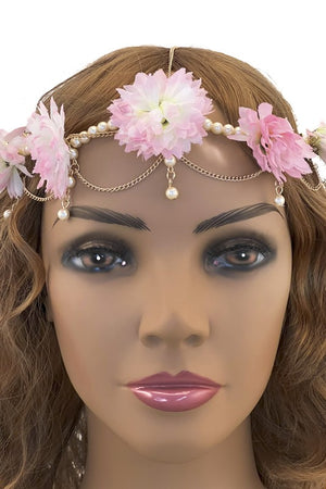 Dahlia Flower Pearl Chain Headchain