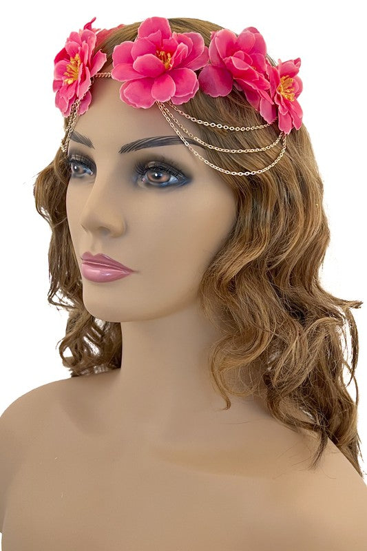 Floral Accent Drapped Headchain