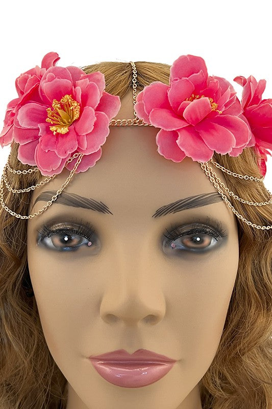 Floral Accent Drapped Headchain