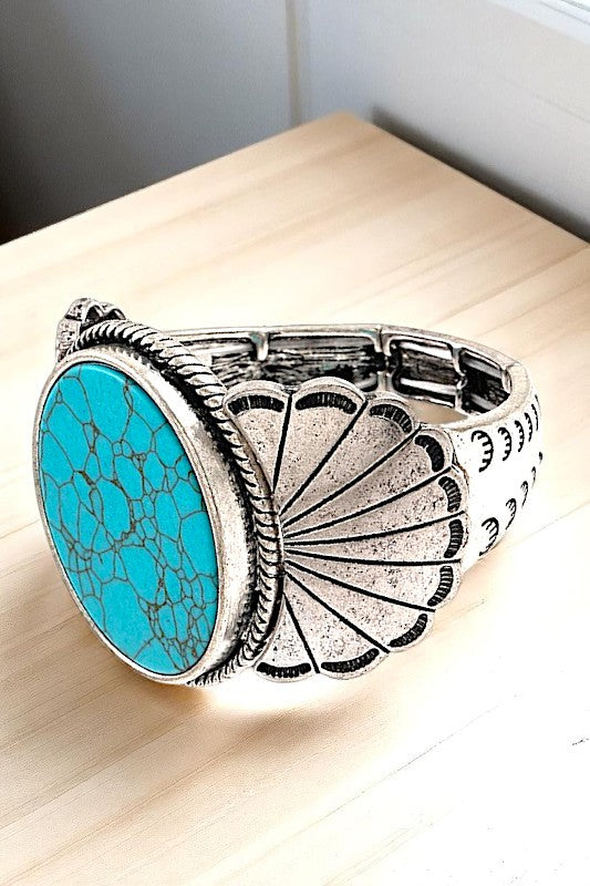 Large Framed Gemstone Western Bracelet