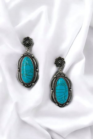 Framed Oval Gemstone Dangle Earring