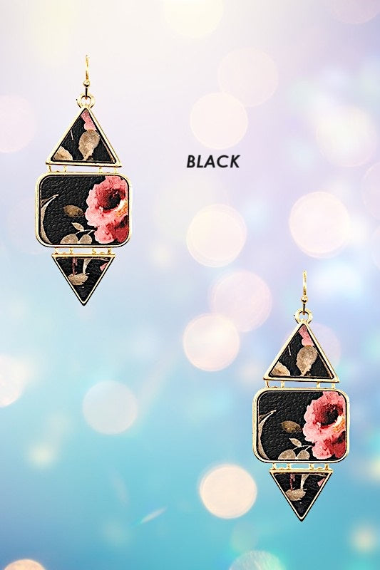 Flower Pattern Sectional Dangle Earring