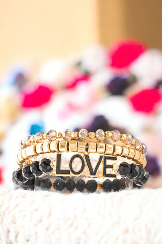 Love Accent Bead Bracelet Set