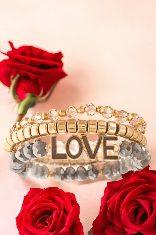 Love Accent Bead Bracelet Set