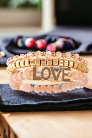 Love Accent Bead Bracelet Set