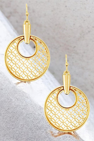 CIRCLE CUT OUT  DROP EARRING