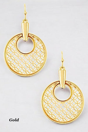 CIRCLE CUT OUT  DROP EARRING