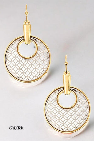 CIRCLE CUT OUT  DROP EARRING