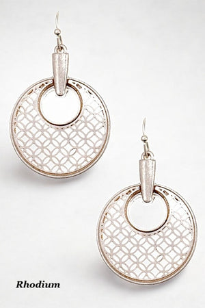 CIRCLE CUT OUT  DROP EARRING