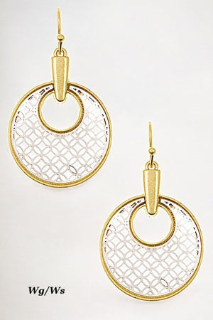 CIRCLE CUT OUT  DROP EARRING