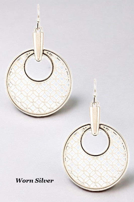 CIRCLE CUT OUT  DROP EARRING