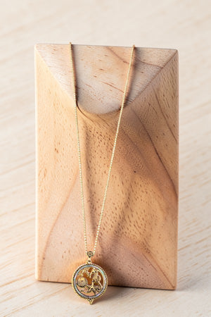 ETCHED SEALIFE MAGNIFIER PENDANT LONG NECKLACE