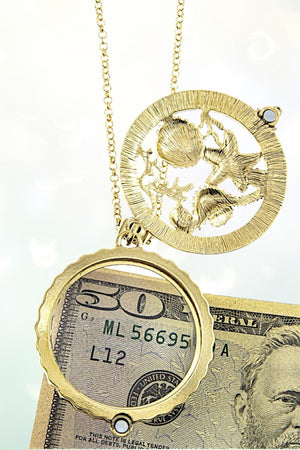ETCHED SEALIFE MAGNIFIER PENDANT LONG NECKLACE