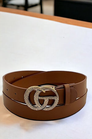 Faux Leather Wide Buckle Belt