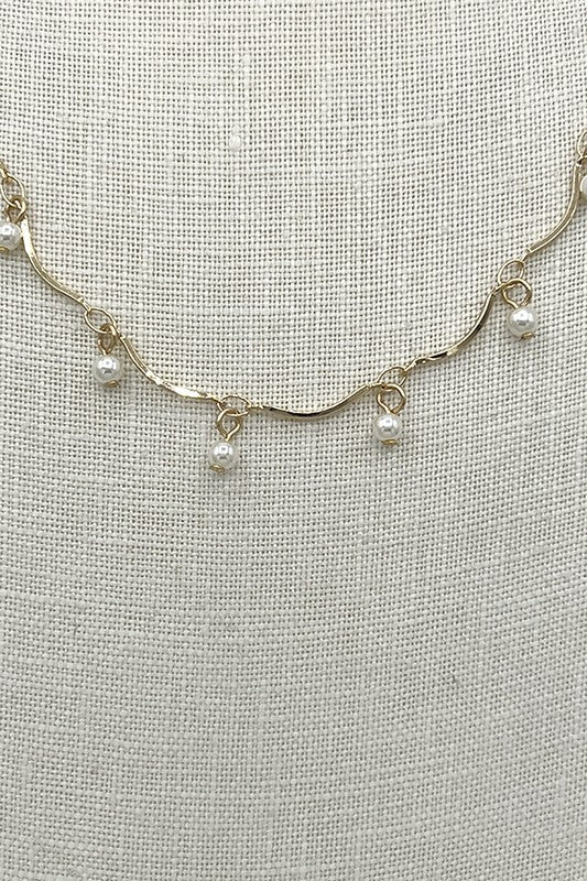 Curved Pearl Link Necklace Set