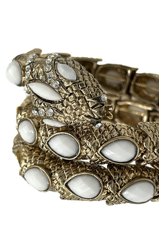 Snake Acrylic Stone Pave Wrap Bracelet