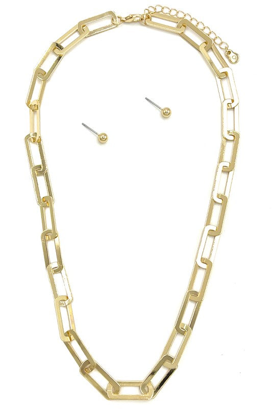 Chain Link Collar Necklace Set