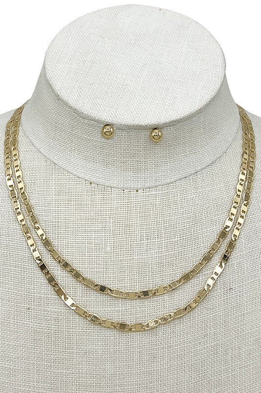 Layered Flat Chain Necklace Set