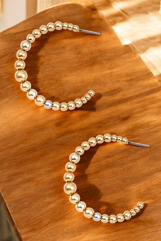 BEAD SEMI HOOP EARRING