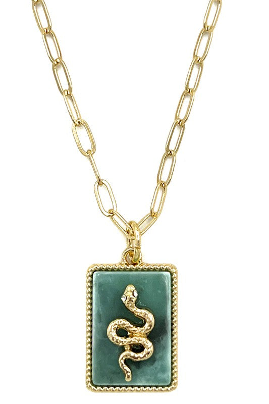 Semi Precious Snake Pendant Necklace