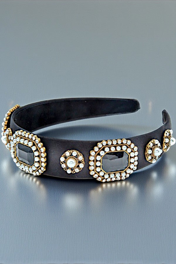 CRYSTAL GEM PEARL ACCENT HEADBAND