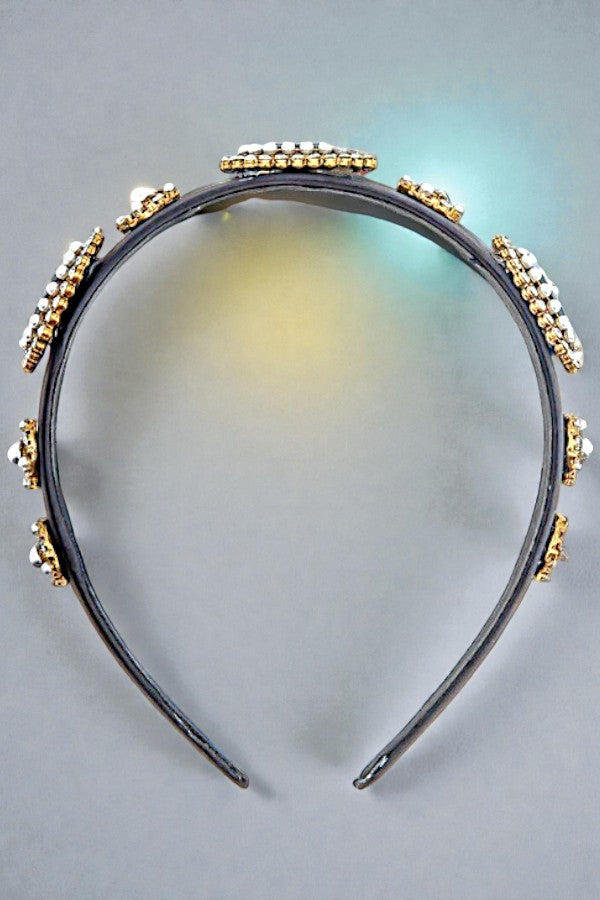 CRYSTAL GEM PEARL ACCENT HEADBAND